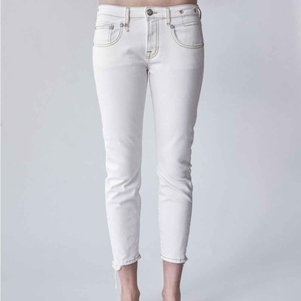 🔻 R13 Boy Straight Denim Garett White Distressed - size 25